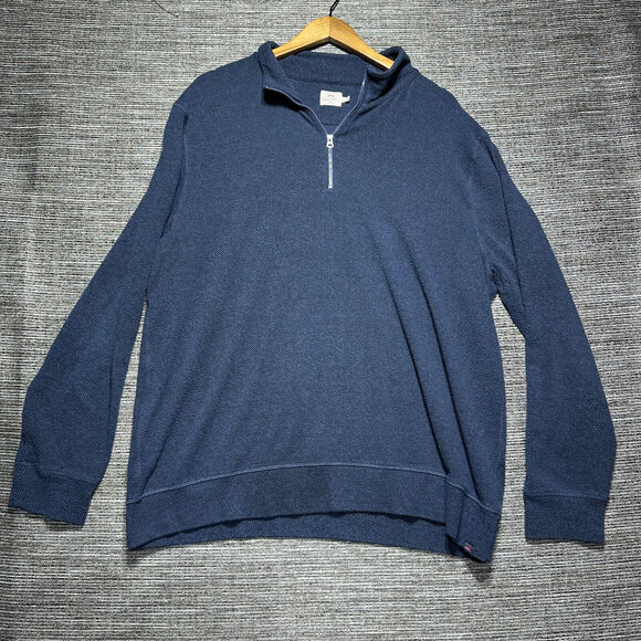 Faherty Sweater Men's 2XL Blue Pullover F1/4 Zip - Picture 1 of 12